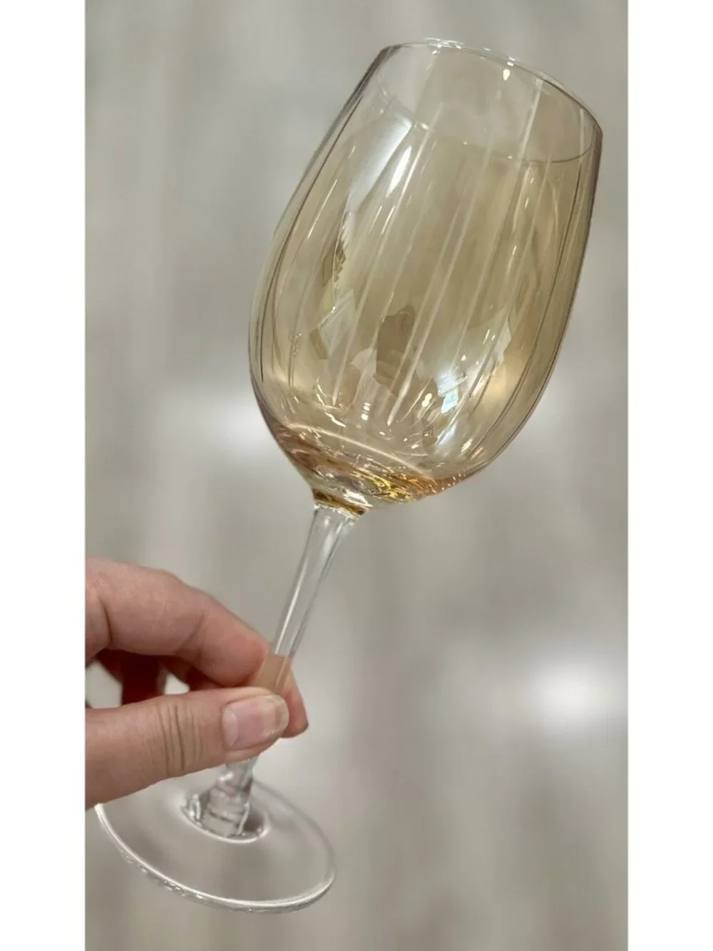 4 Pc. Mikasa Cheers Amber Gold Wine Glass Etched Different Patterns Striped Dots